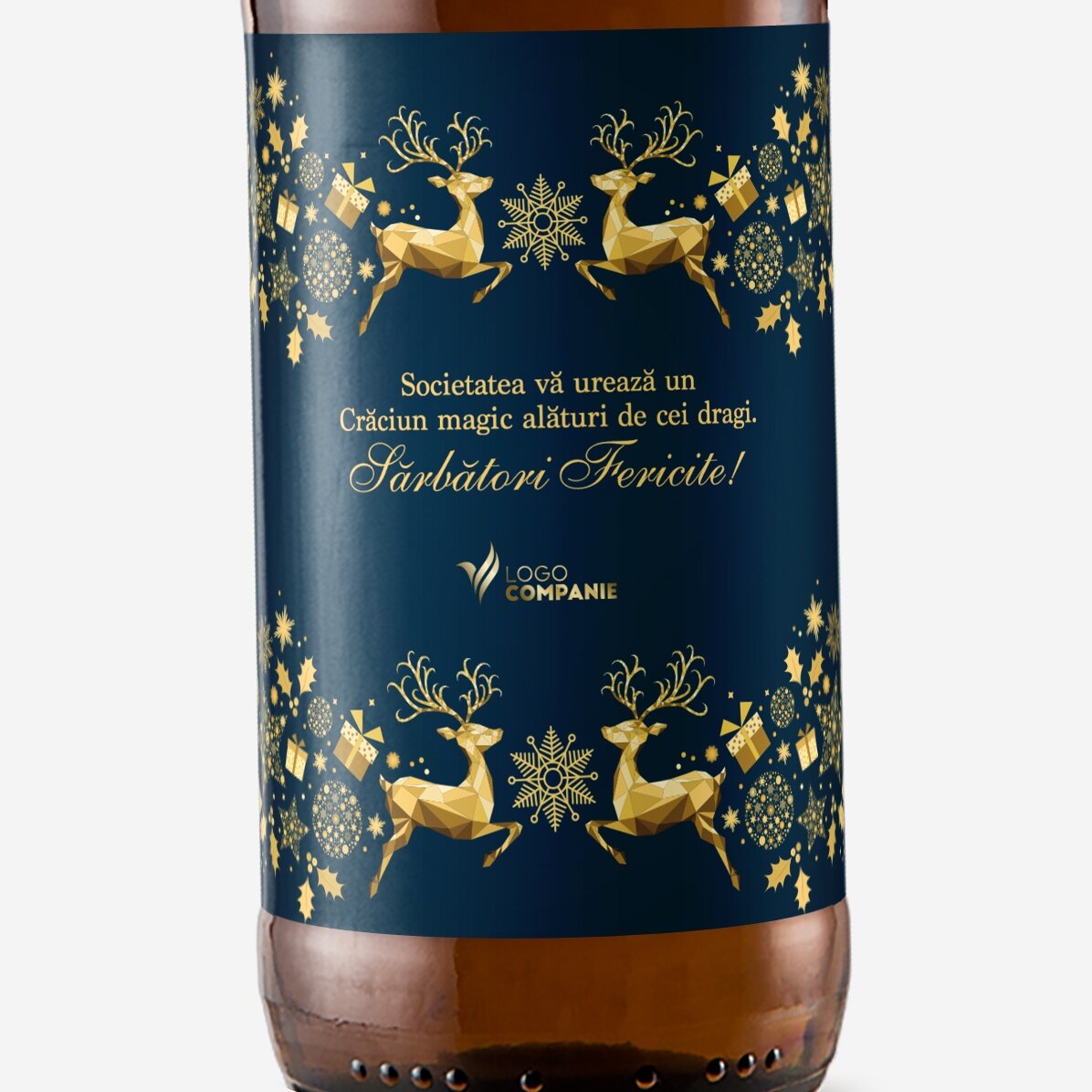 Bere personalizată cu text și logo - Poveste de Crăciun