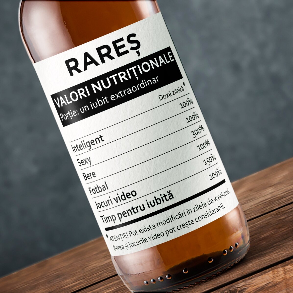 Bere personalizată cu text - Valori nutriționale