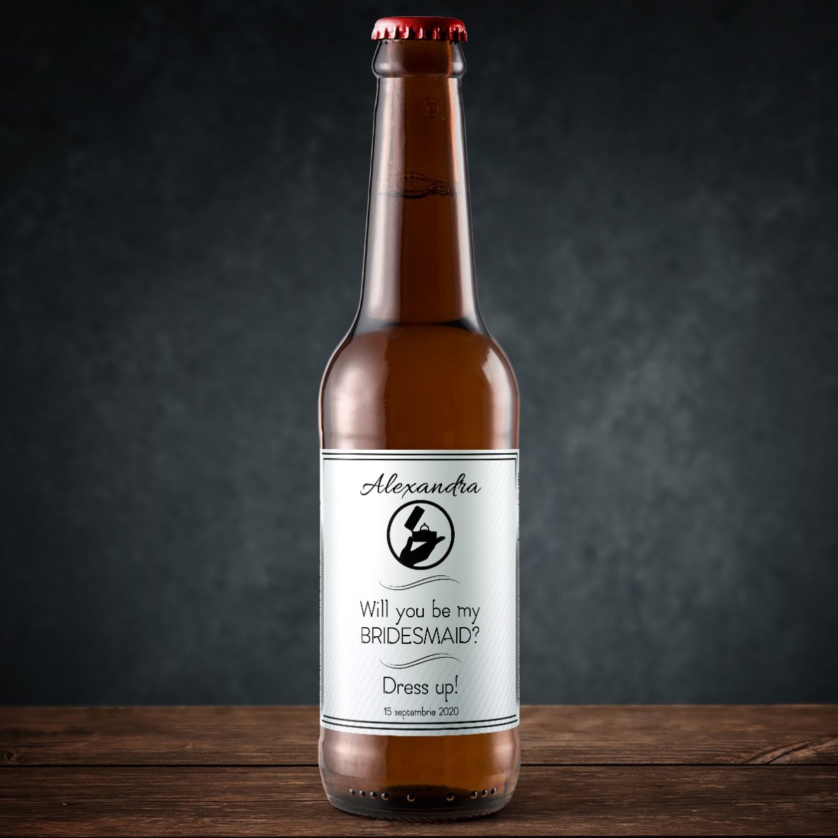 Bere personalizată cu text - Will you be my bridesmaid?