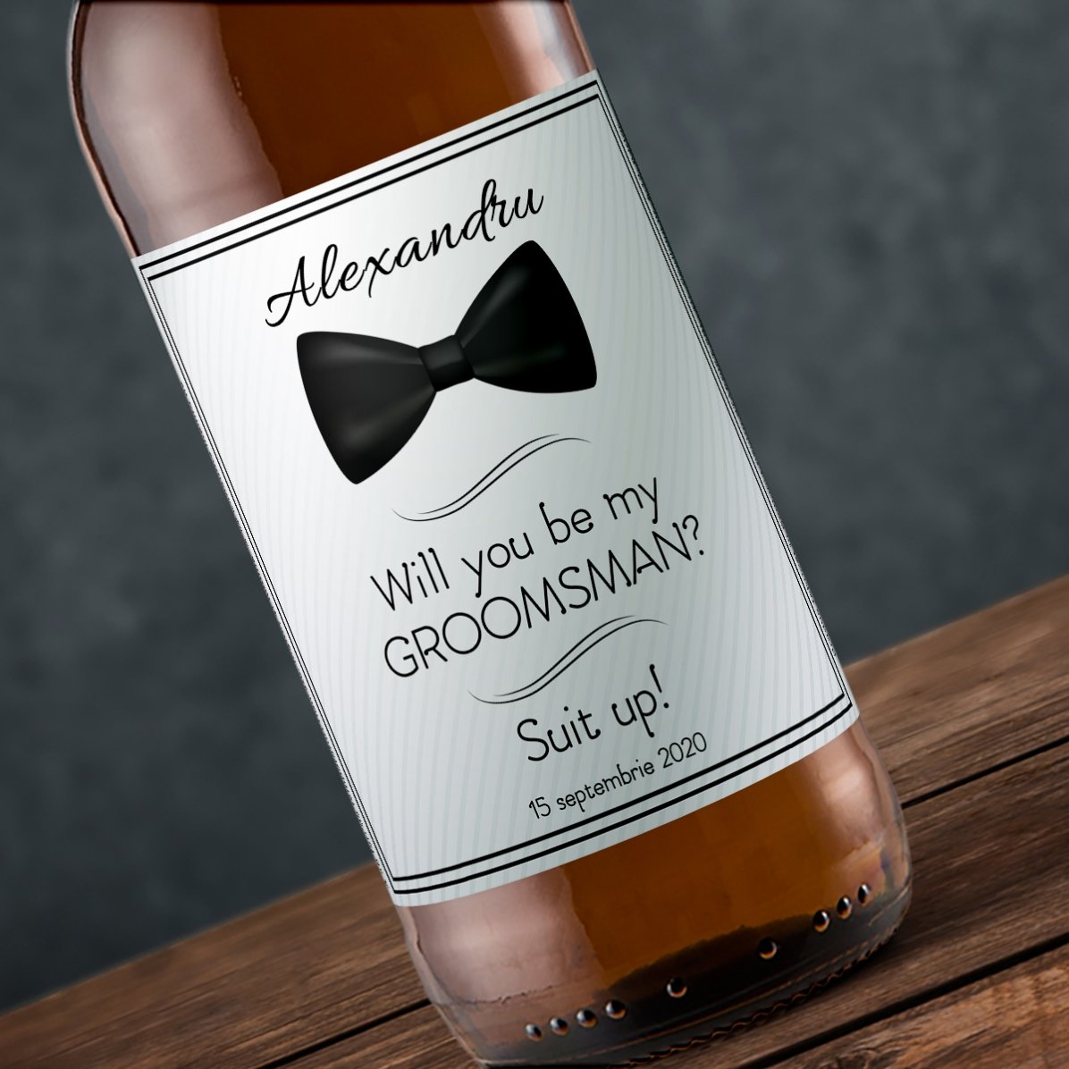 Bere personalizată cu text - Will you be my groomsman?