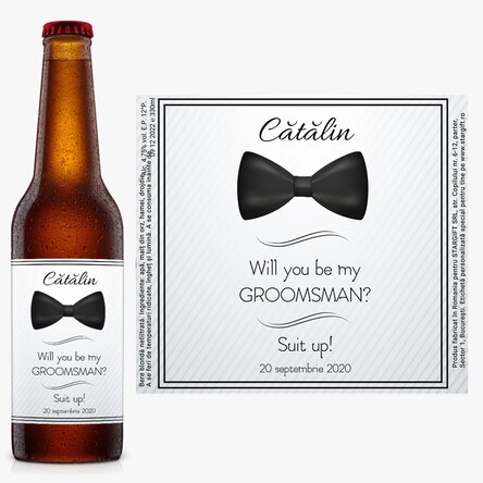 Bere personalizată cu text - Will you be my groomsman?