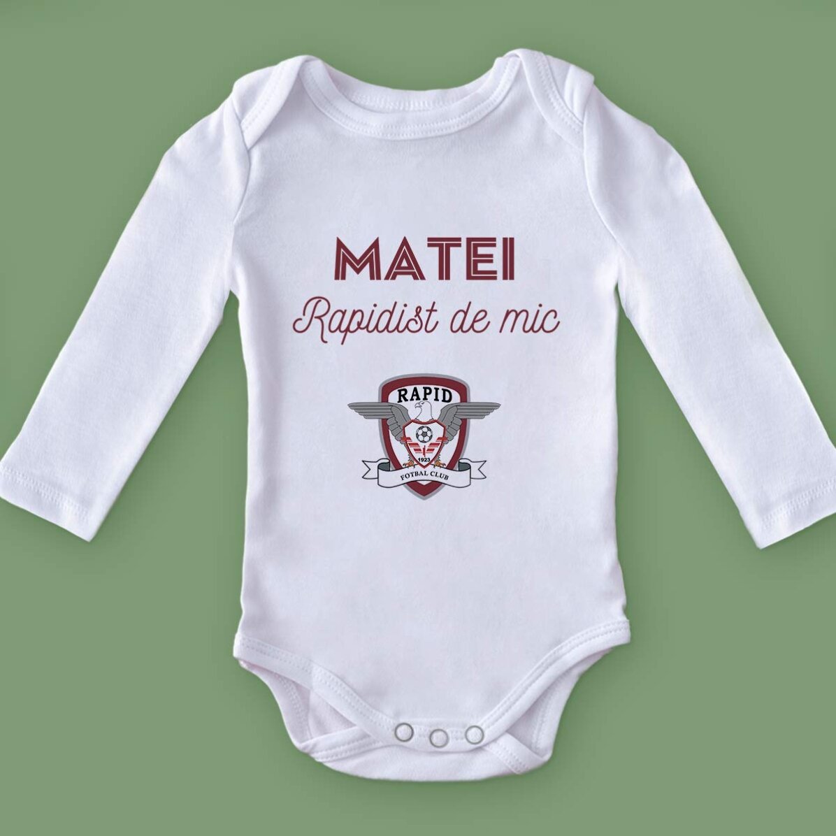 Body pentru copii FC Rapid personalizat cu mesaj - Rapidist de mic