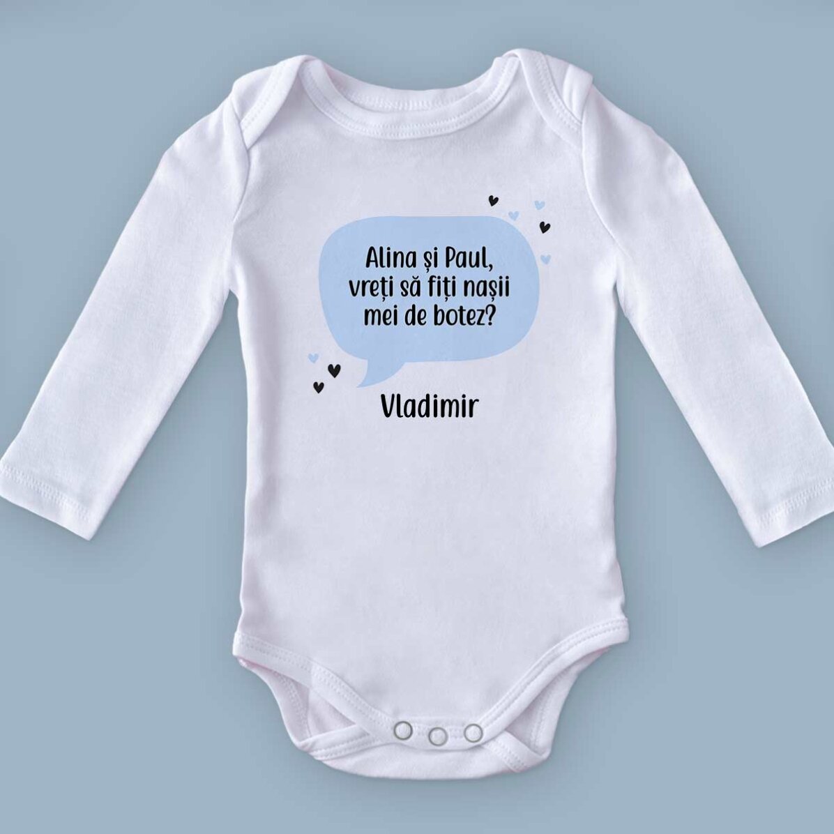 Body pentru copii personalizat cu mesaj - Cerere nași