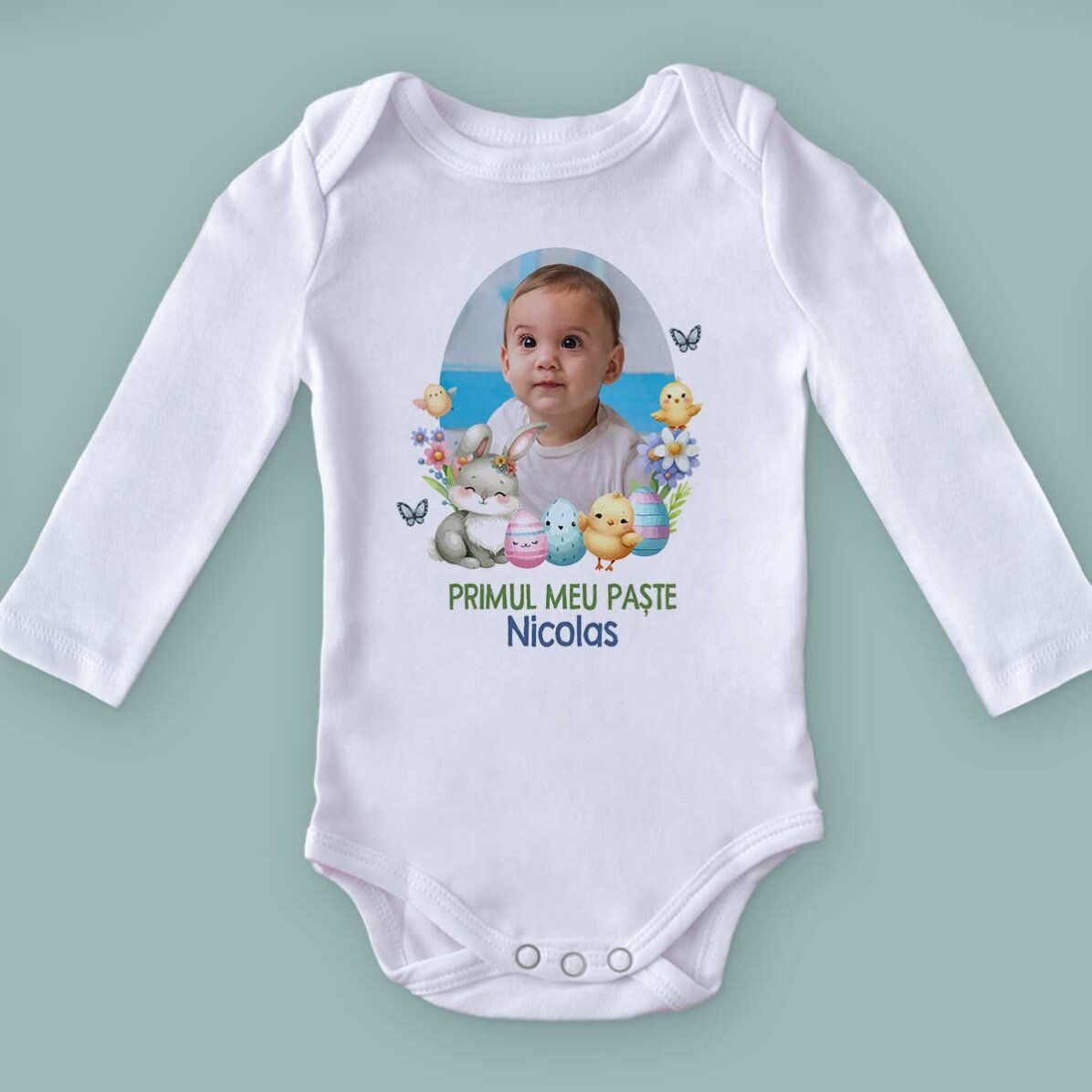 Body pentru copii personalizat cu poză și mesaj - Primul meu Paște