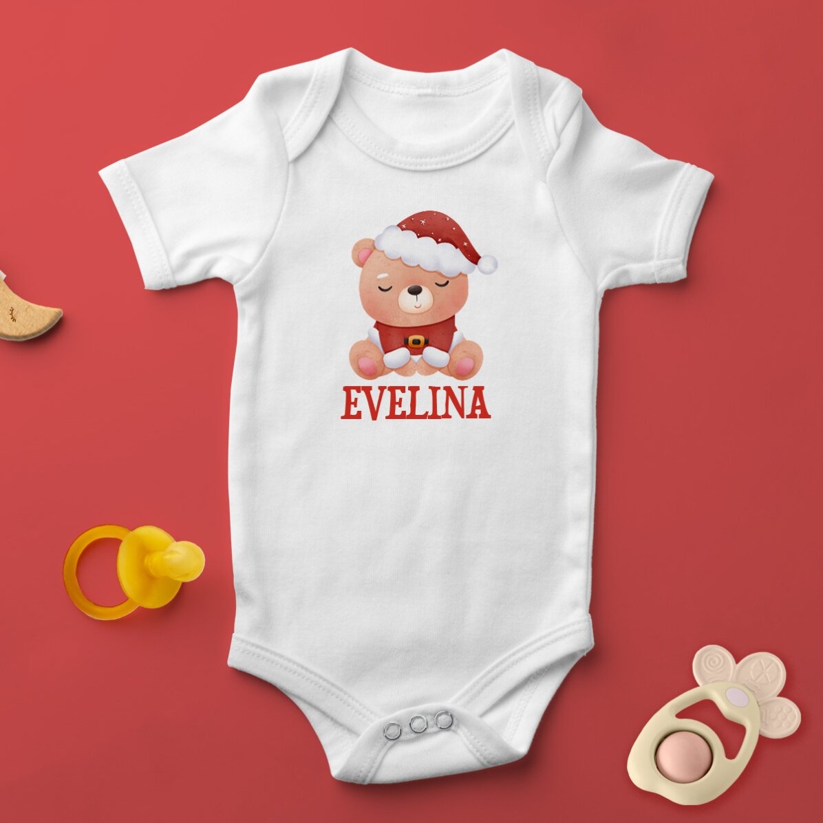 Body pentru copii personalizat cu text - Primul Crăciun