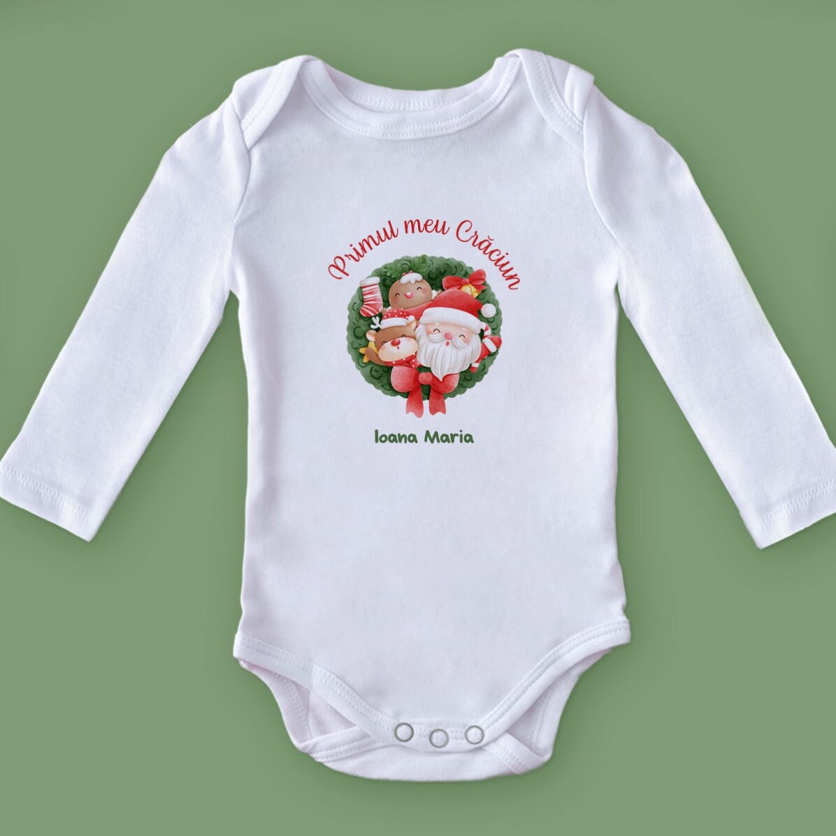 Body pentru copii personalizat cu text - Primul meu Crăciun