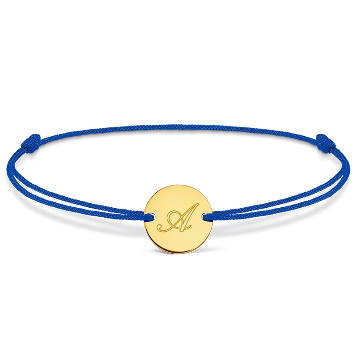 Brățară cu șnur personalizată - bănuț 10 mm - argint 925 - model inițială 2