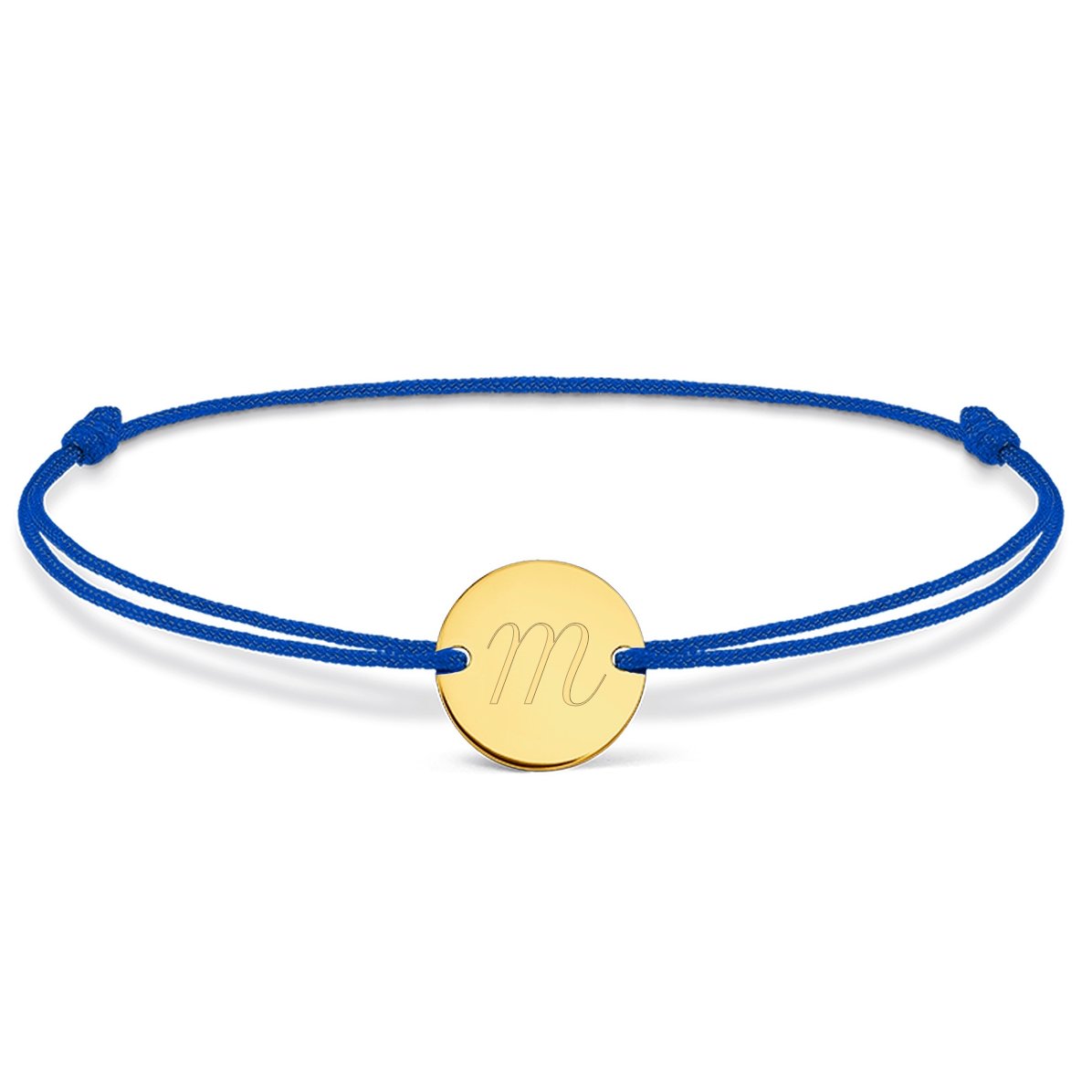 Brățară cu șnur personalizată - bănuț 10 mm - aur 14k - model inițială 