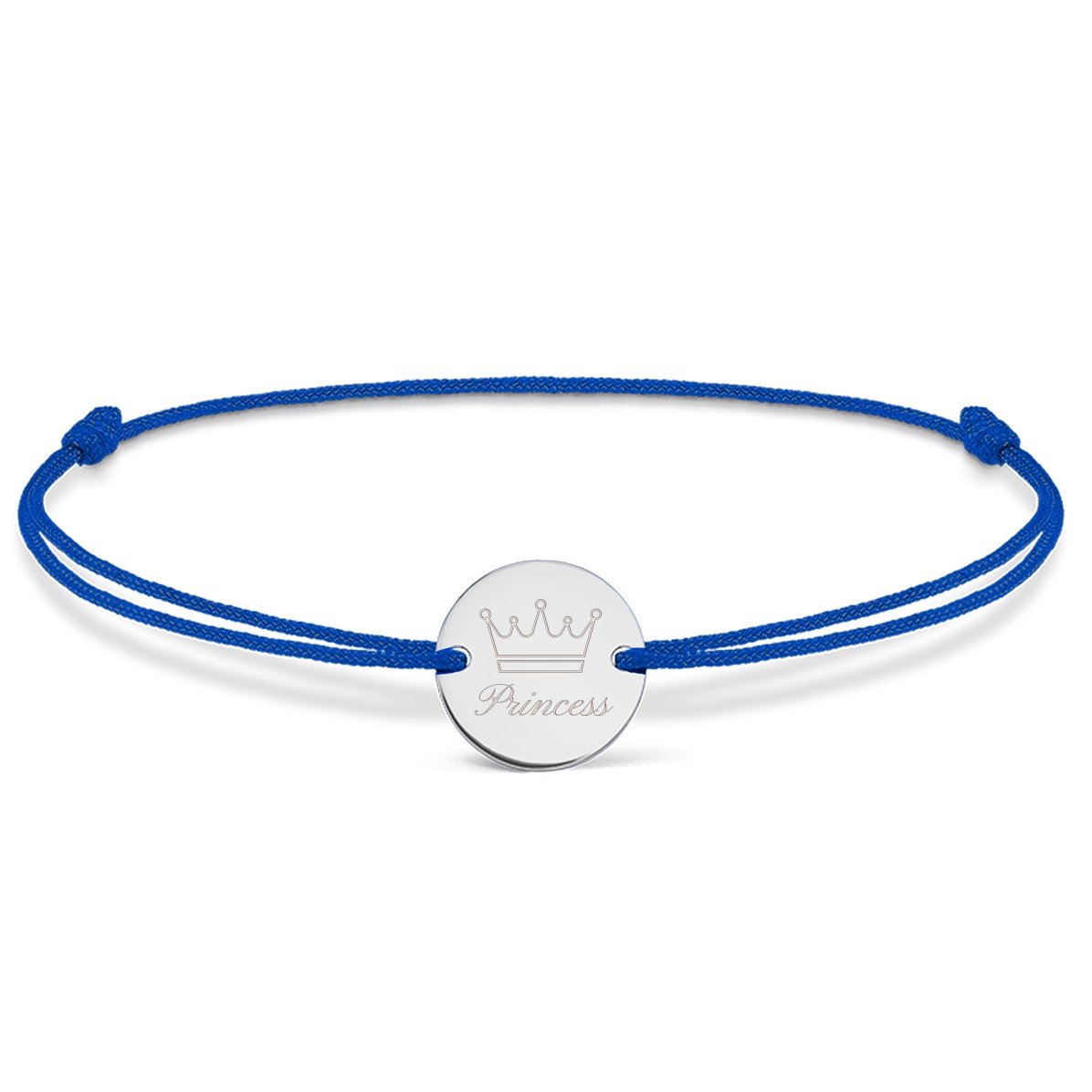 Brățară cu șnur personalizată - bănuț 14 mm - argint 925 - model coroană