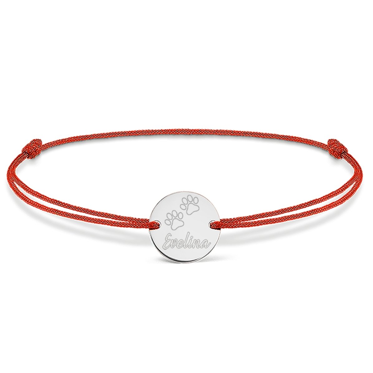 Brățară cu șnur personalizată - bănuț 14mm - argint 925 - model cat paw