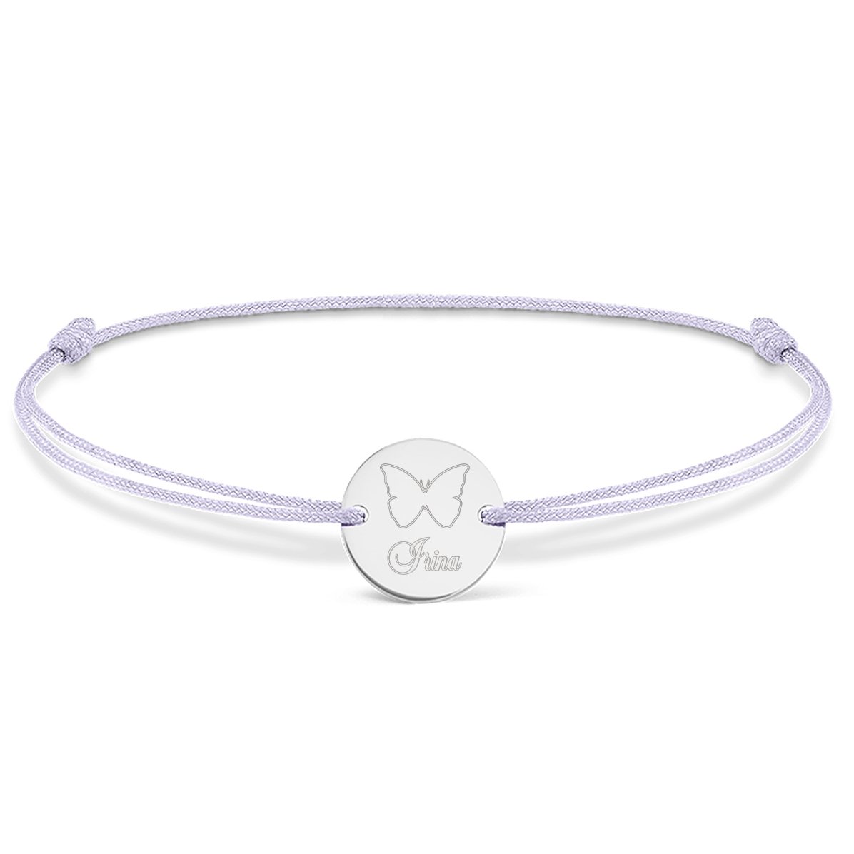 Brățară cu șnur personalizată - bănuț 14mm - argint 925 - model fluture