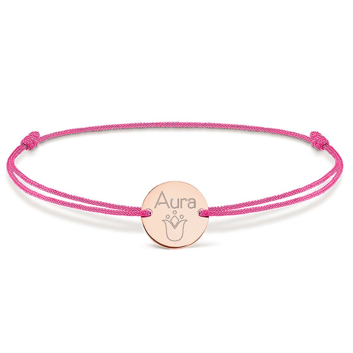 Brățară cu șnur personalizată - bănuț 14mm - argint 925 - model lalea