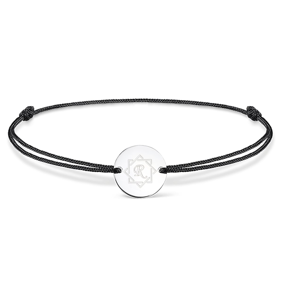 Brățară cu șnur personalizată - bănuț 14mm - argint 925 - model minimal