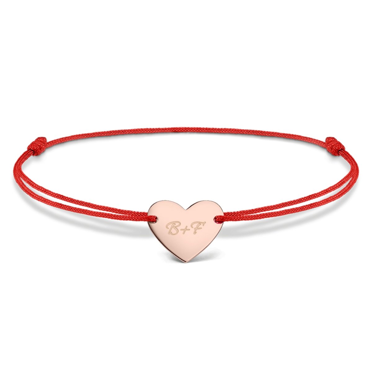 Brățară cu șnur personalizată - inimă 12x10 mm - argint 925 - Tu și eu model 2