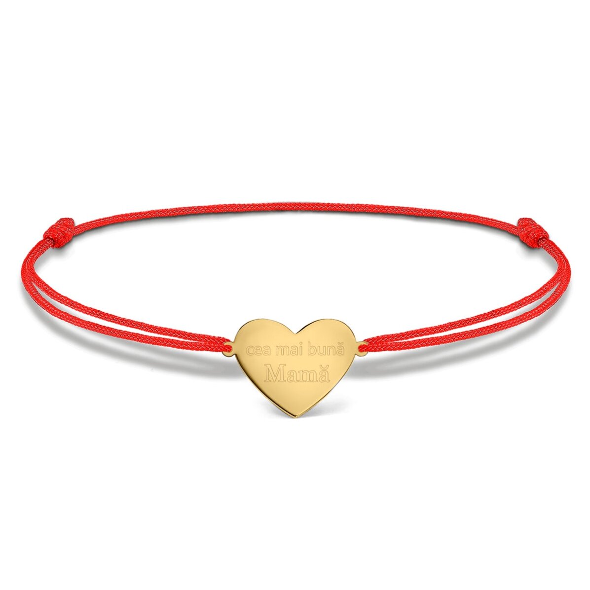 Brățară cu șnur personalizată - inimă 15x13 mm - argint 925 - Cea mai bună mamă