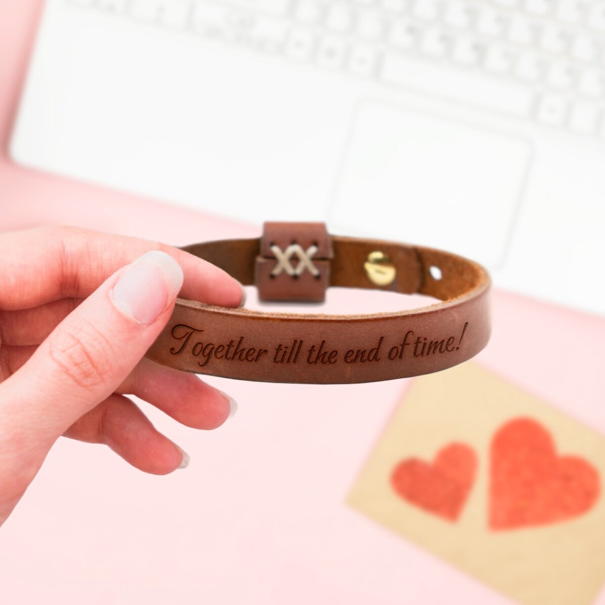 Brățară din piele personalizată cu mesaj