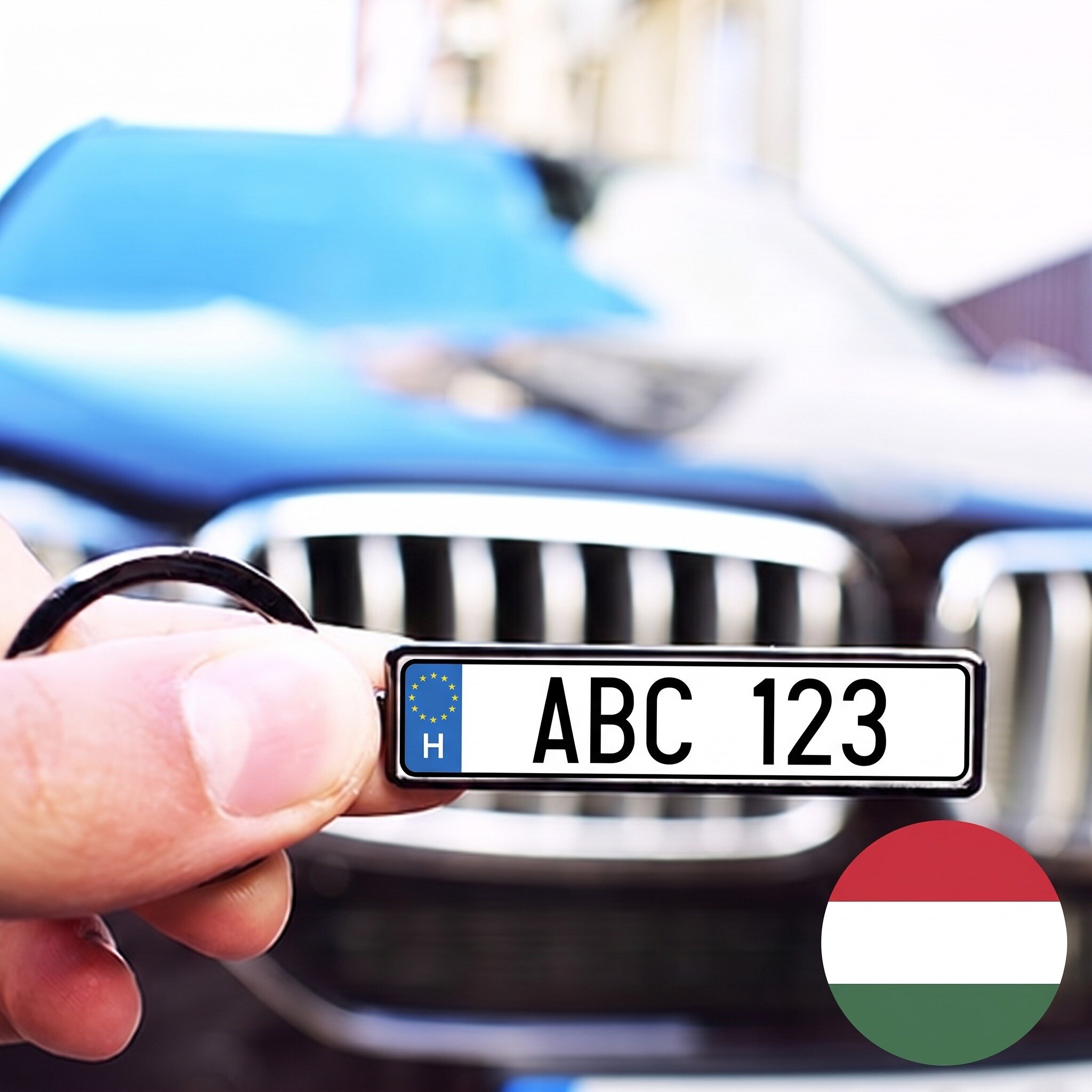 Персонализиран ключодържател с унгарски автомобилен номер