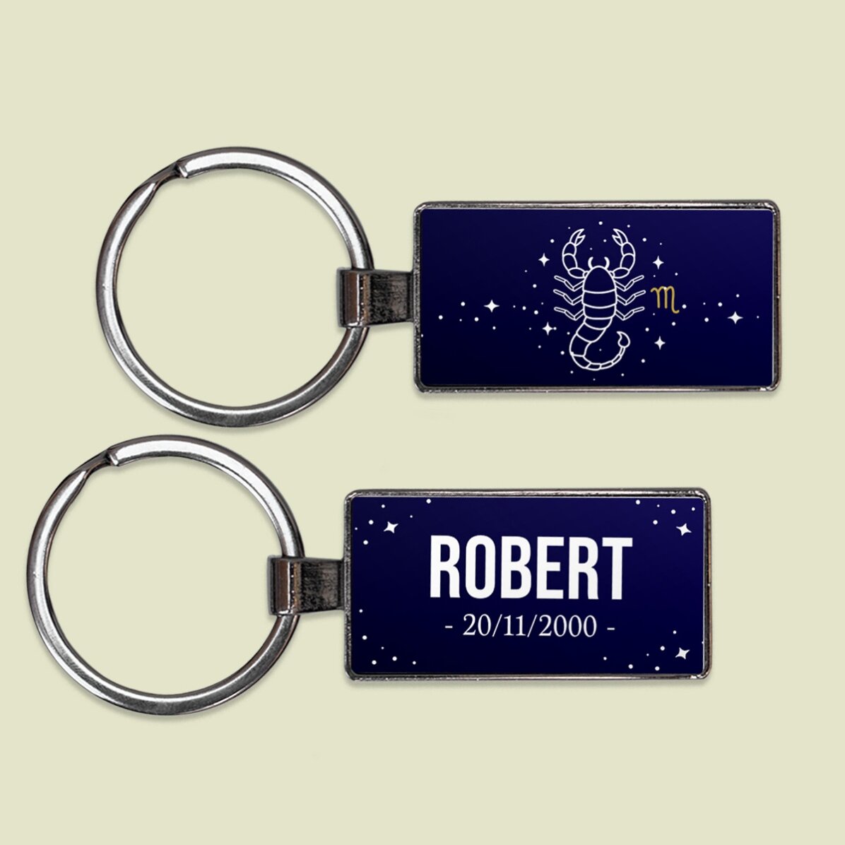 Breloc personalizat cu text și zodie - Scorpion