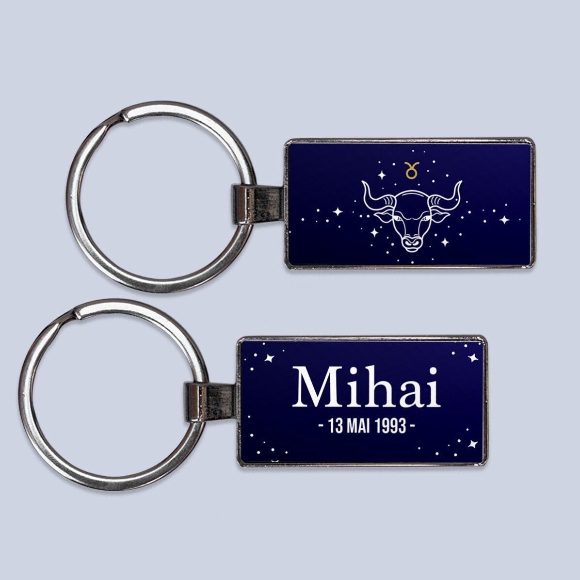 Breloc personalizat cu text și zodie - Taur