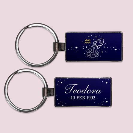 Breloc personalizat cu text și zodie - Vărsător