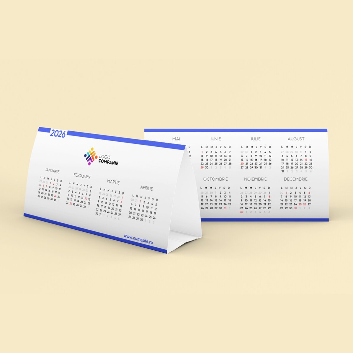 Calendar de birou personalizat cu logo și mesaj