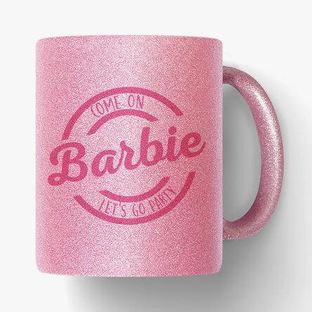 Cană cu glitter personalizată cu nume - Barbie