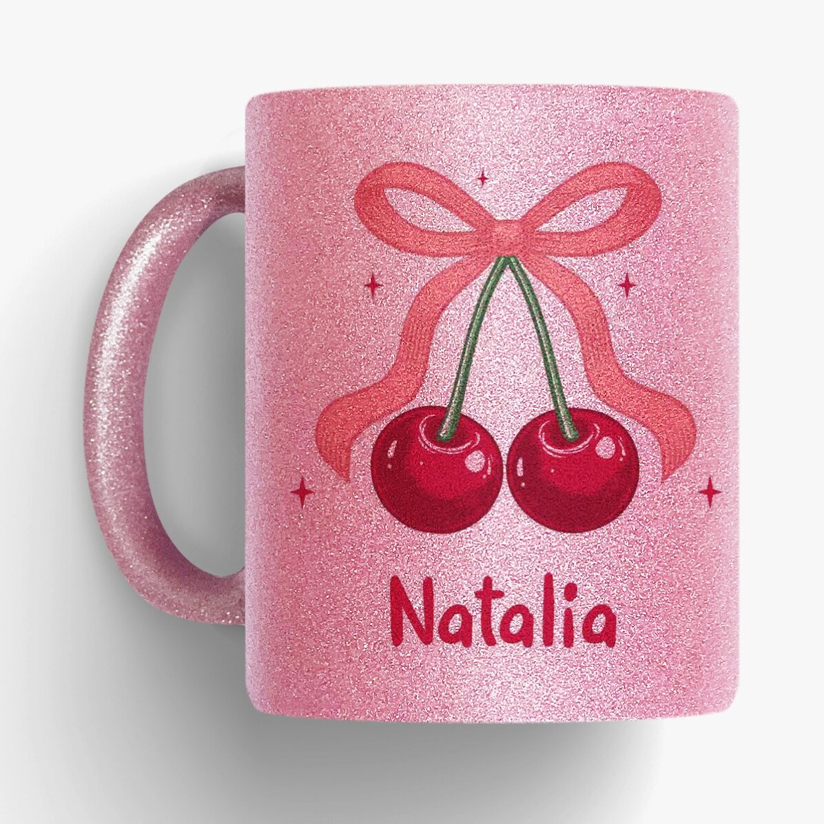 Cană cu glitter personalizată cu text - Cherry