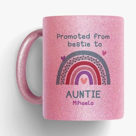 Cană cu glitter personalizată cu text - Rainbow