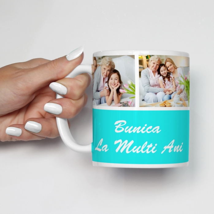 Cană personalizată cu 3 poze și mesaj