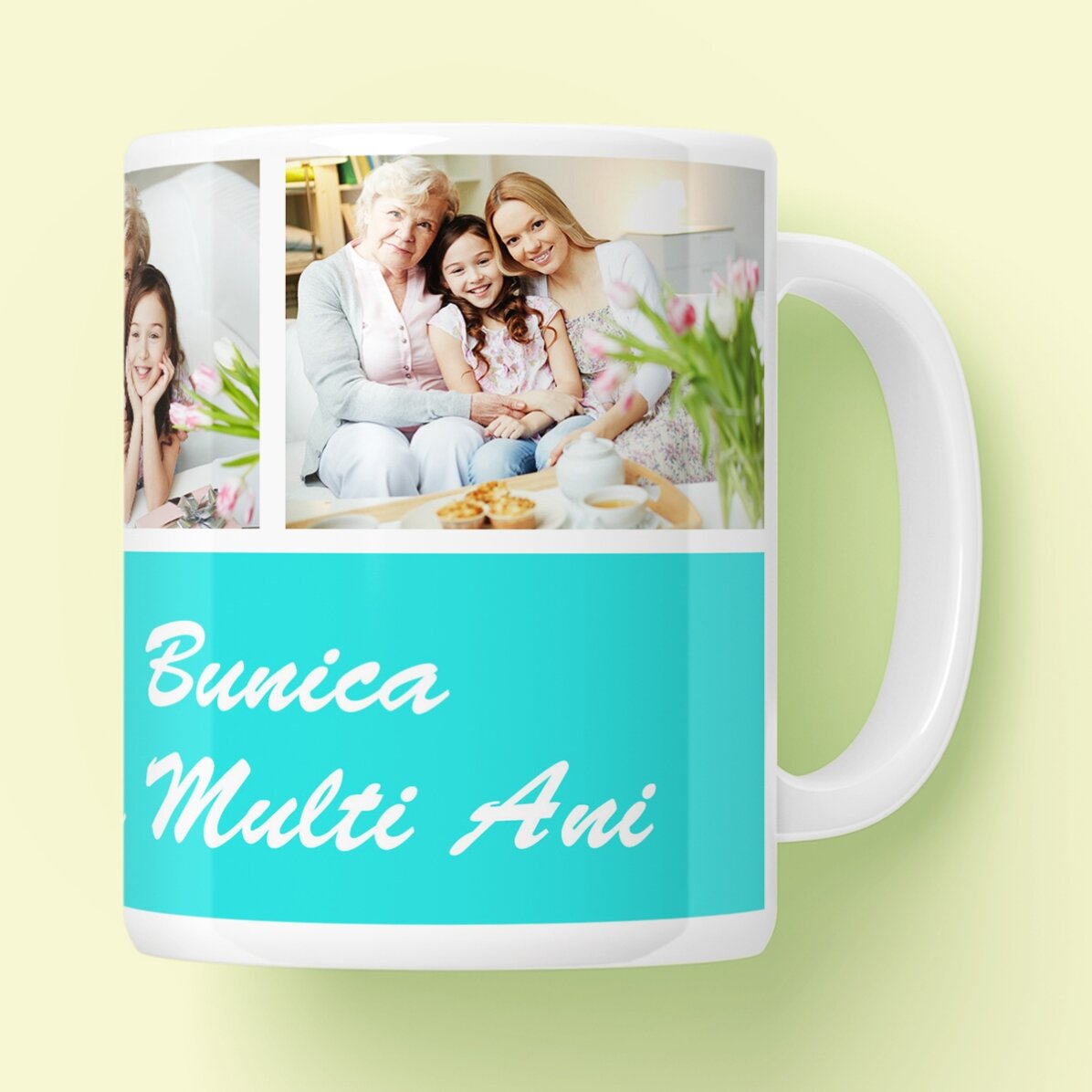 Cană personalizată cu 3 poze și mesaj