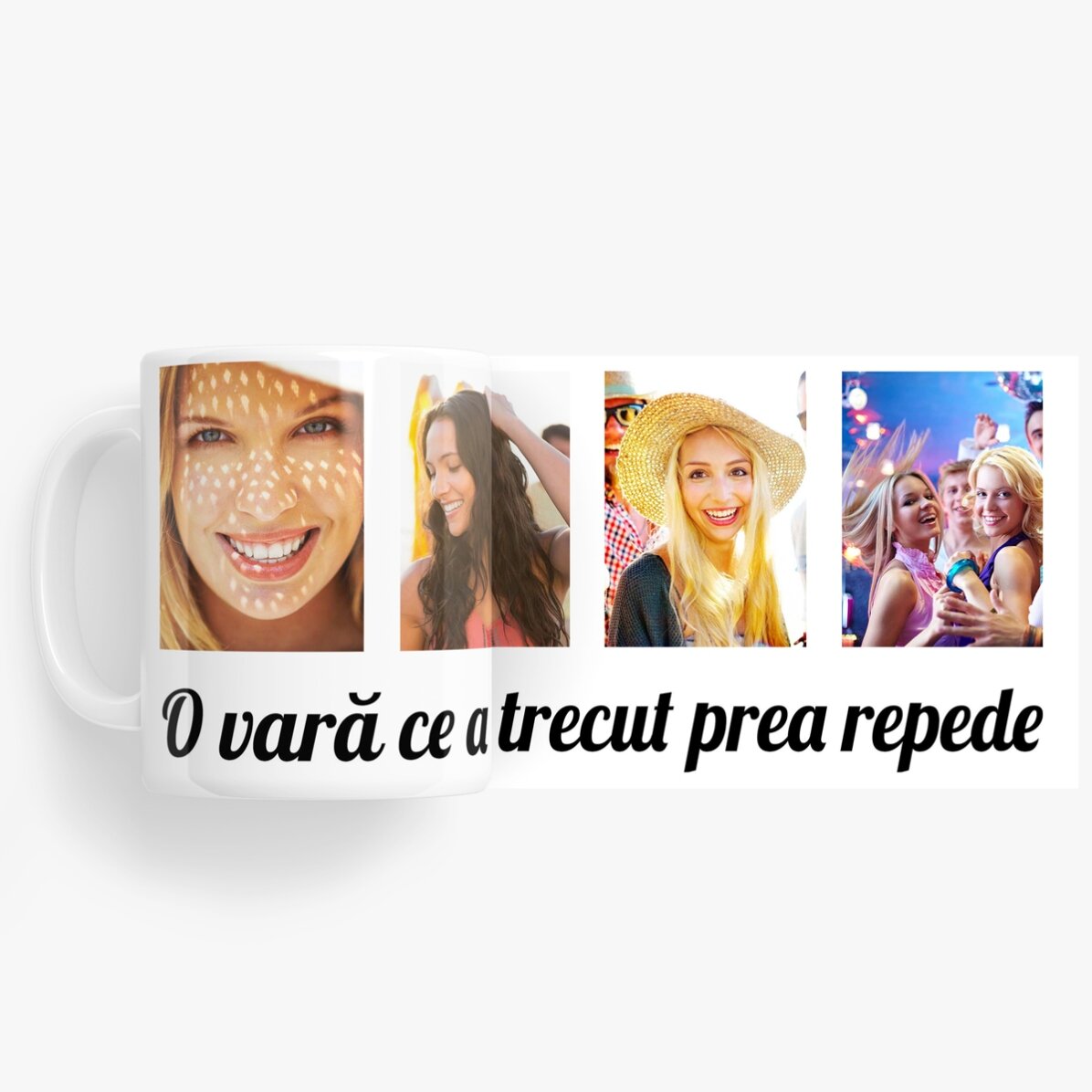 Cană personalizată cu 4 poze și mesaj 