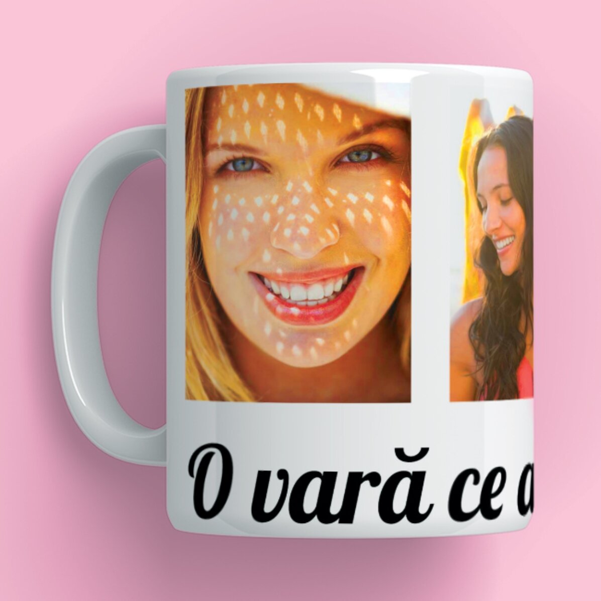 Cană personalizată cu 4 poze și mesaj 
