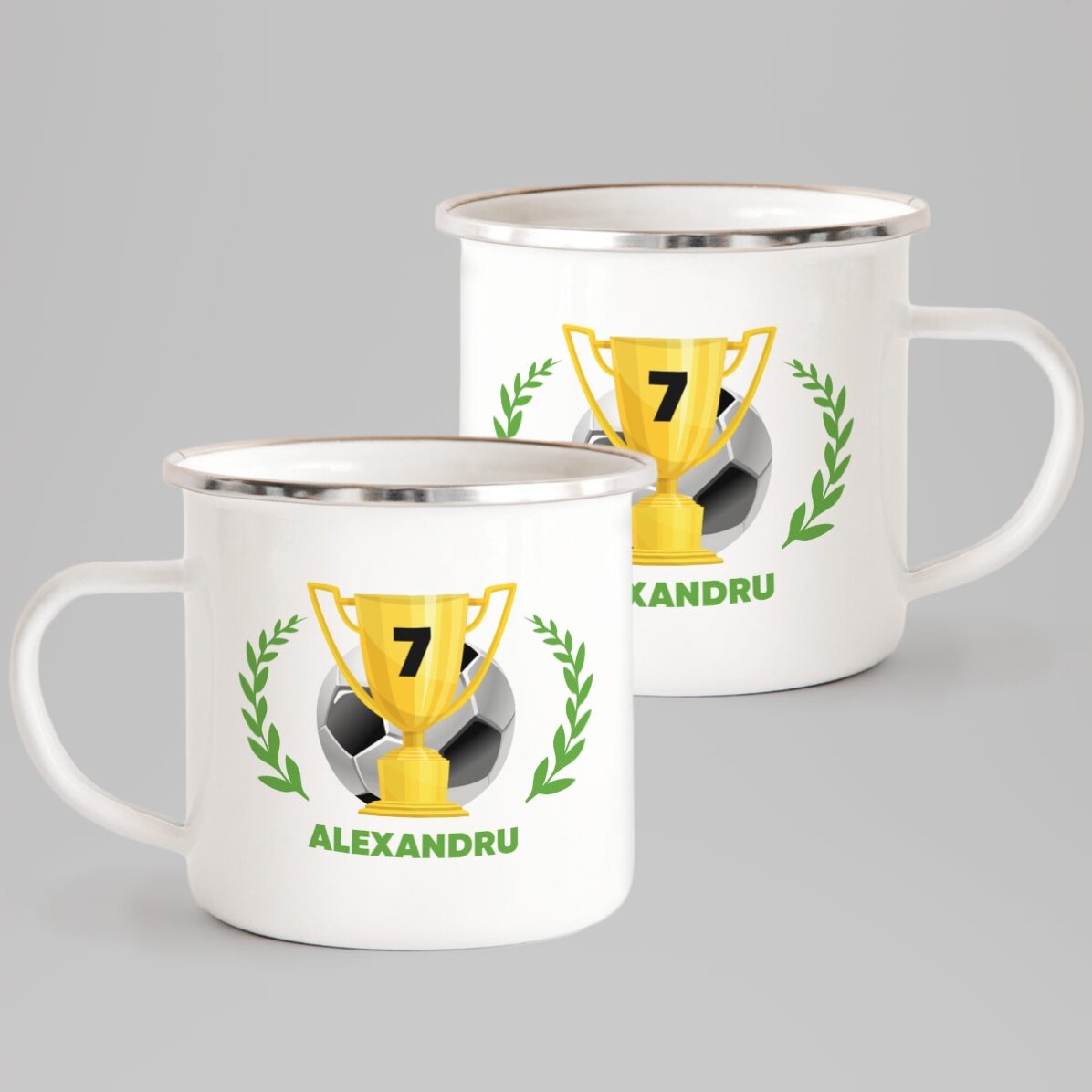 Cană emailată personalizată cu mesaj - Campion