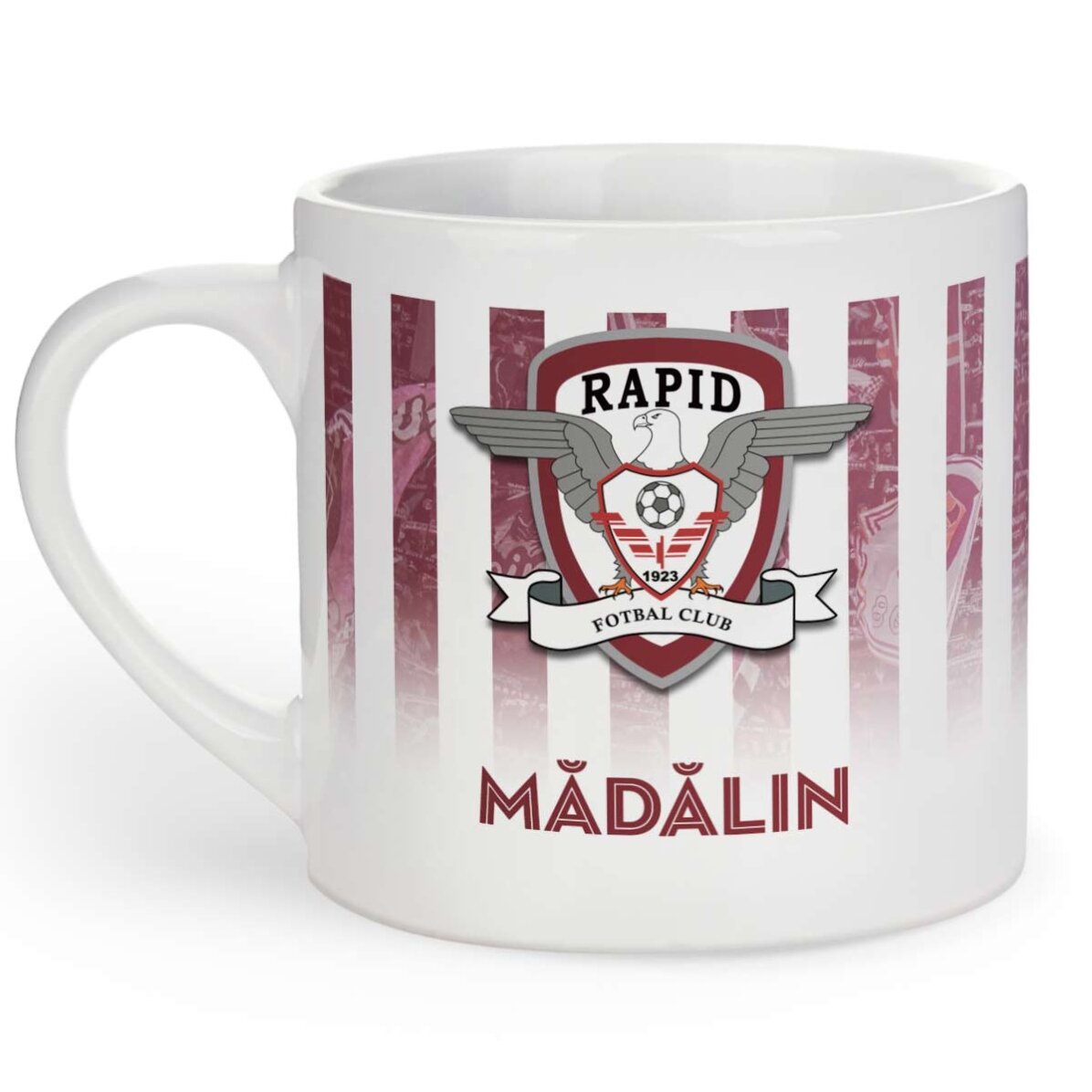 Cană espresso FC Rapid personalizată cu text - Rapidul nostru din Giulești
