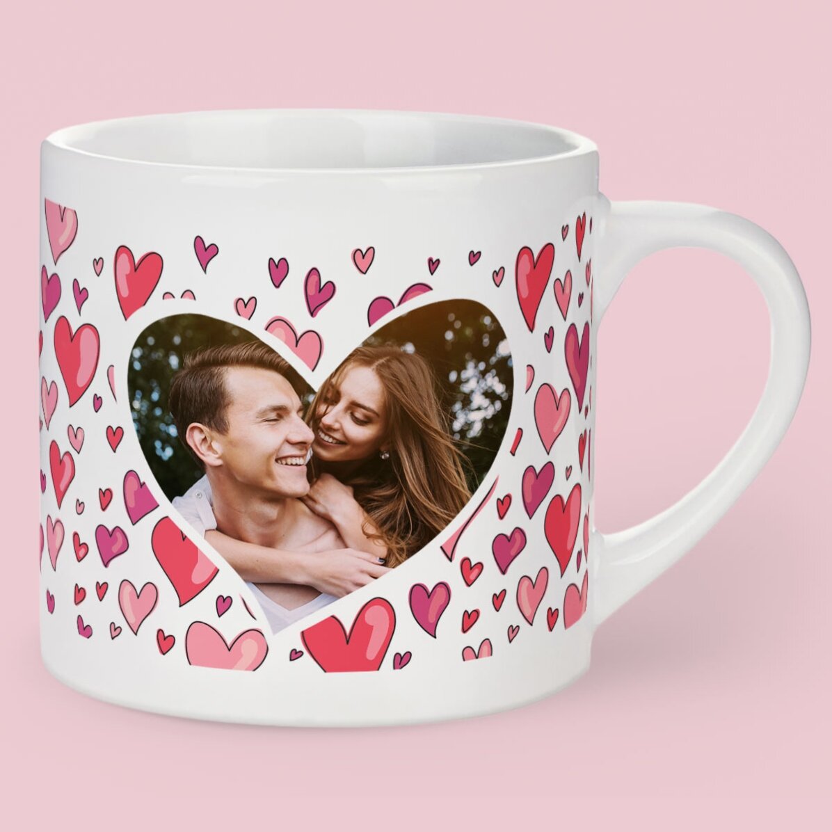 Cană espresso inimioare cu poză și text