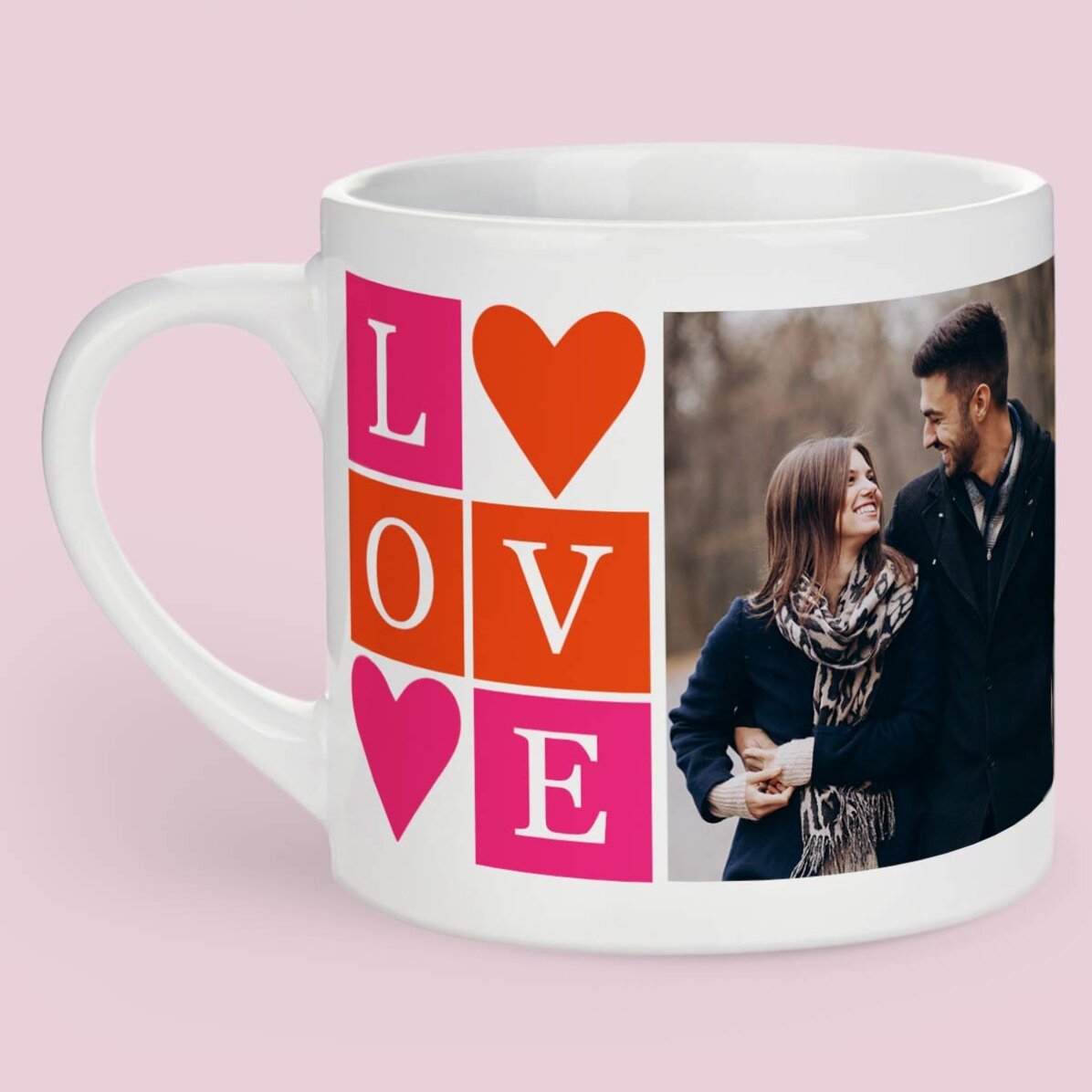 Cană espresso personalizată cu 2 poze - LOVE