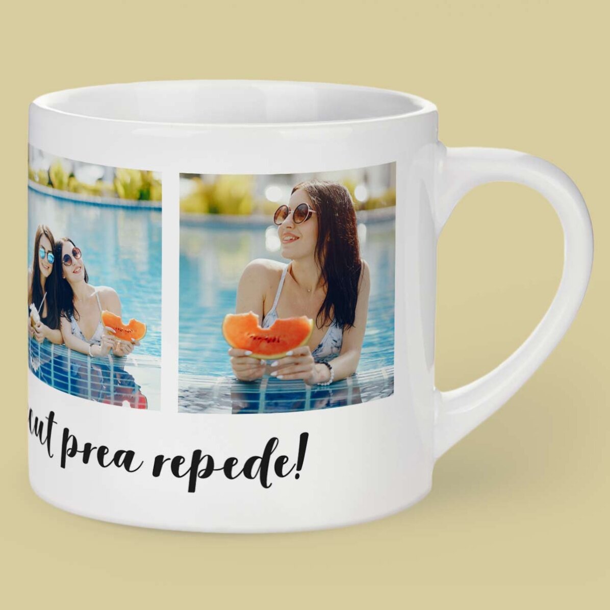 Cană espresso personalizată cu 4 poze si text