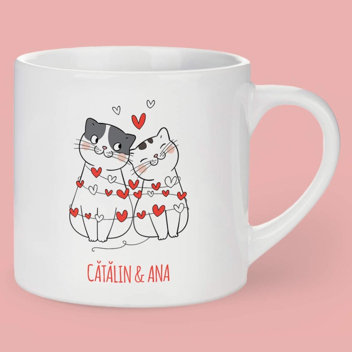 Cană espresso personalizată cu o mesaj - Pisicuțe