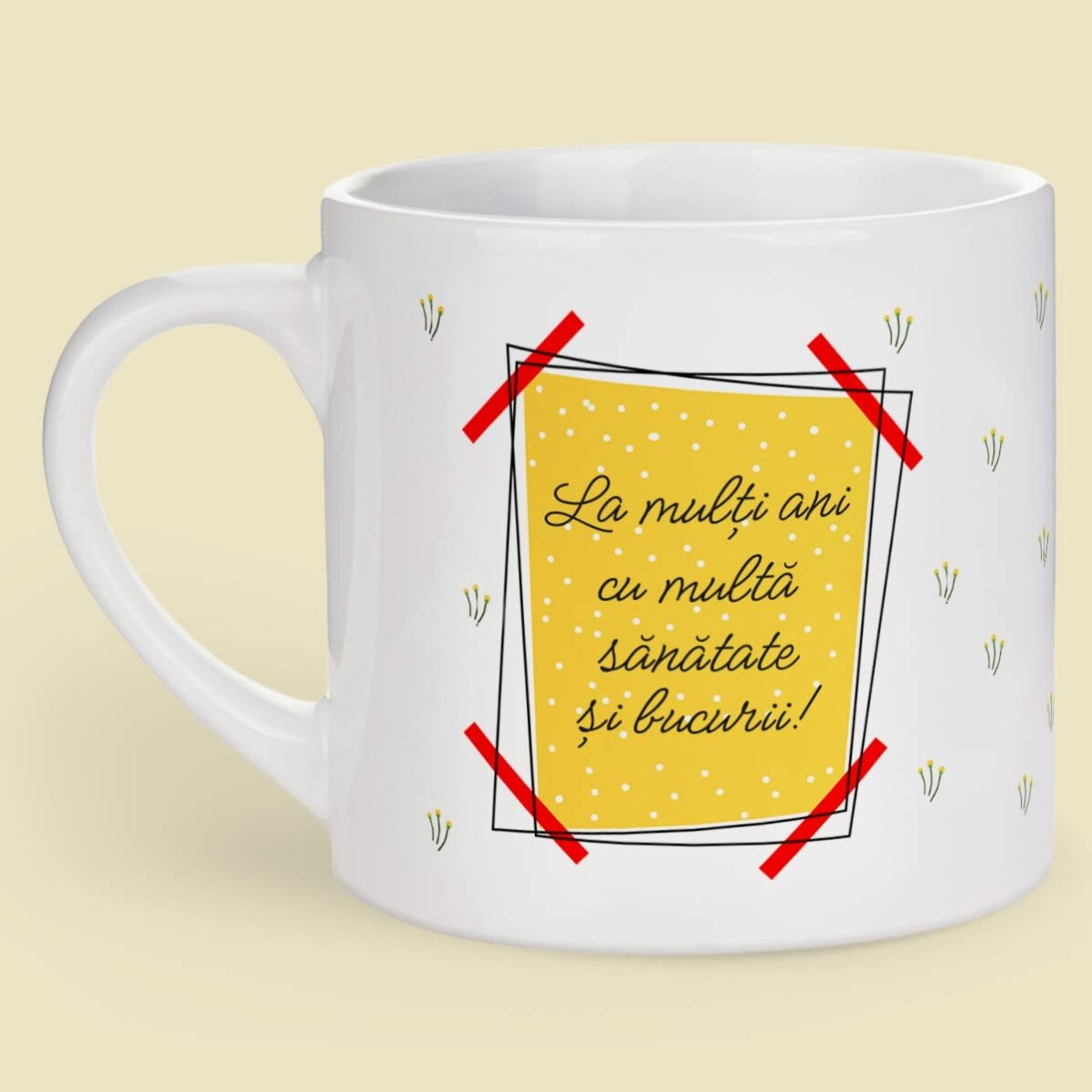 Cană espresso personalizată  cu o poză și text - Te iubesc, mama!