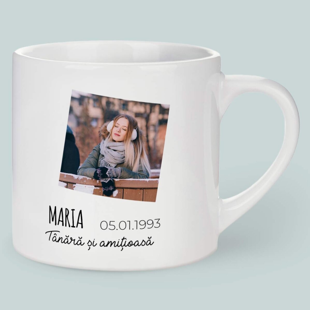 Cană espresso personalizată cu poză și text - Zodia Capricorn