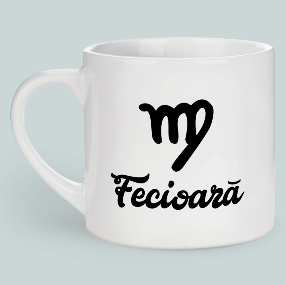 Cană espresso personalizată cu poză și text - Zodia Fecioară