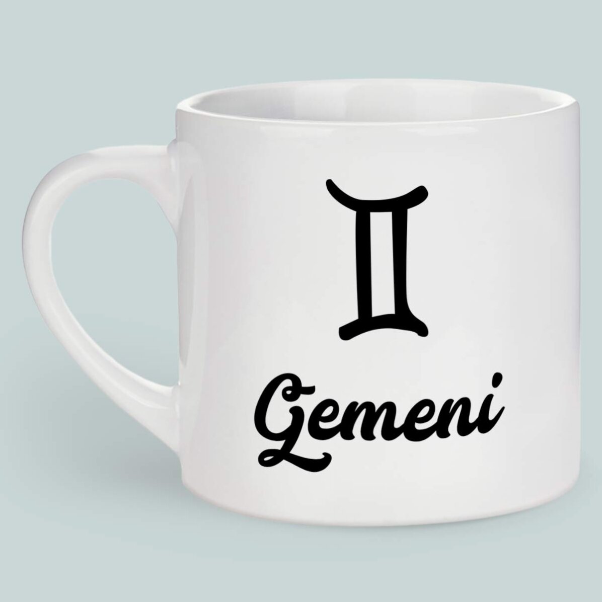 Cană espresso personalizată cu poză și text - Zodia Gemeni