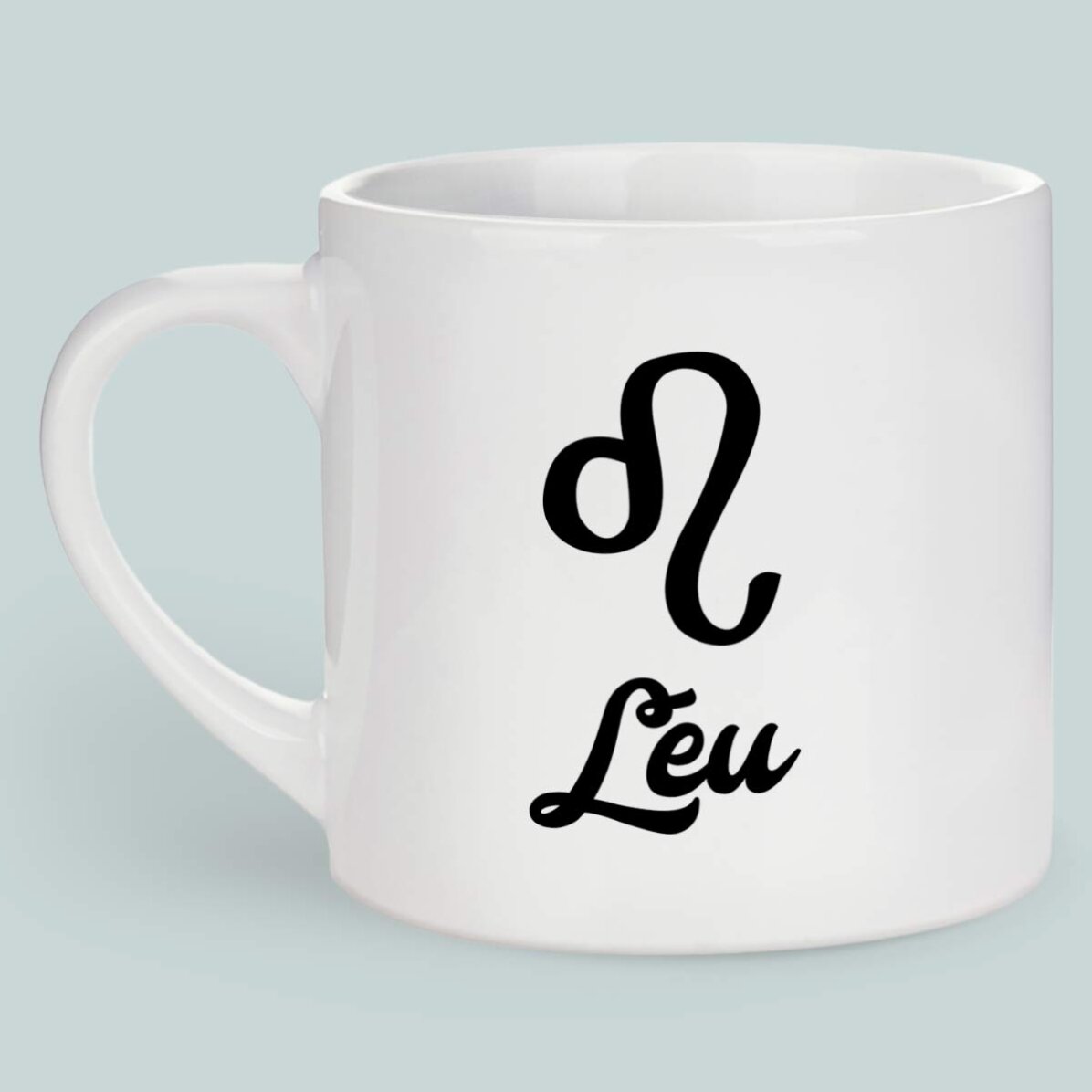 Cană espresso personalizată cu poză și text - Zodia Leu