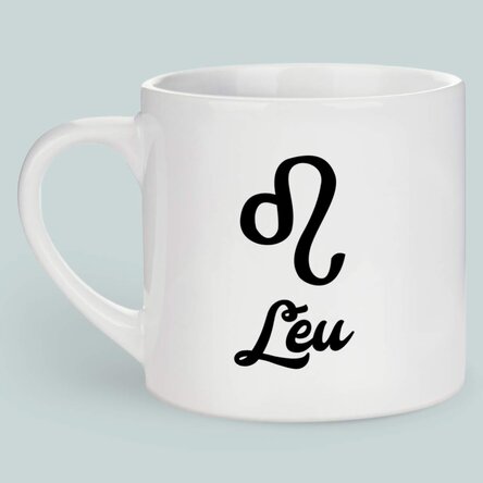 Cană espresso personalizată cu poză și text - Zodia Leu