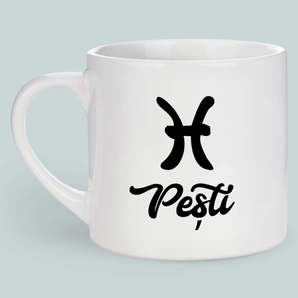 Cană espresso personalizată cu poză și text - Zodia Pești