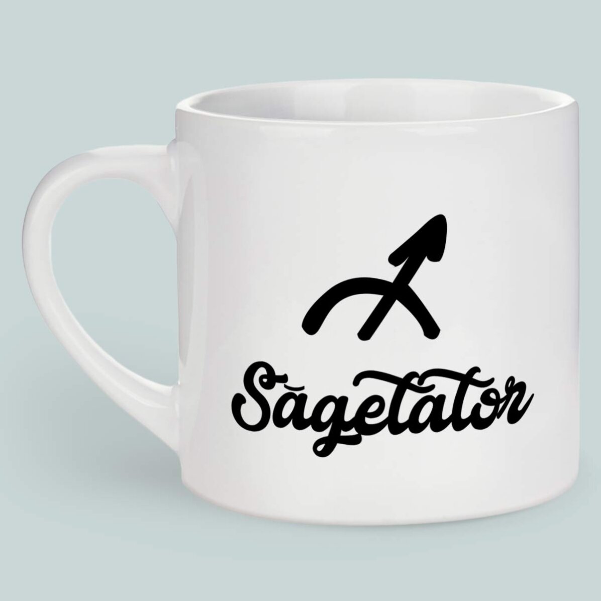 Cană espresso personalizată cu poză și text - Zodia Săgetător