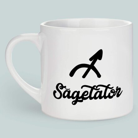 Cană espresso personalizată cu poză și text - Zodia Săgetător