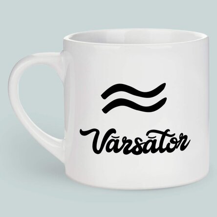 Cană espresso personalizată cu poză și text - Zodia Vărsător