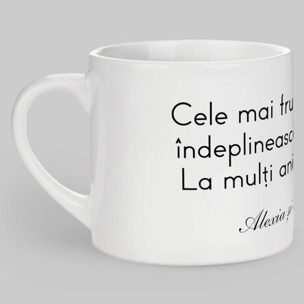 Cană espresso personalizată cu text - Mesaj pentru cei dragi