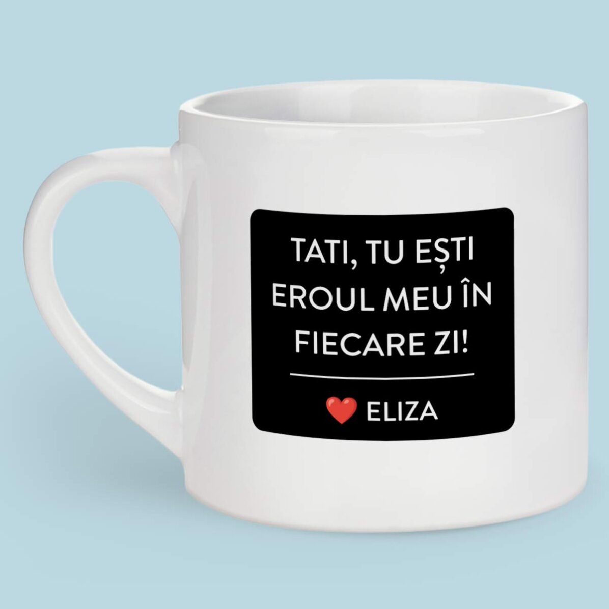 Cană espresso personalizată cu text și poză - Eroul meu